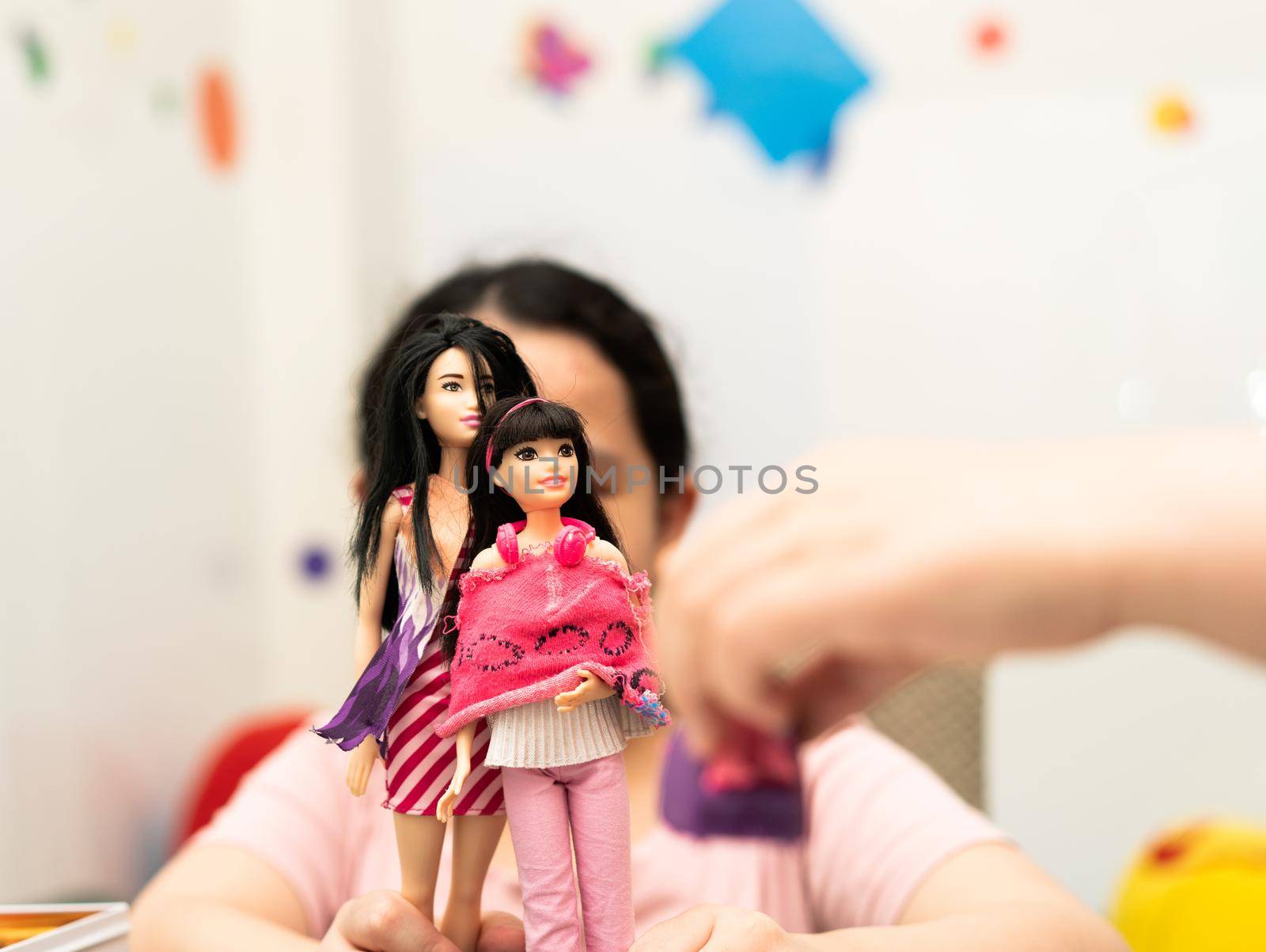Bangkok,Thailand,Jan 2 ,2022-Girl play barbie doll