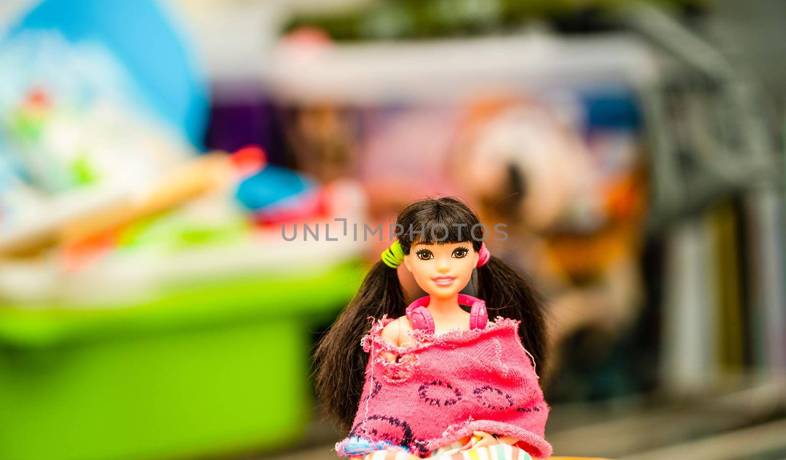 Bangkok,Thailand,Jan 2 ,2022-Girl play barbie doll