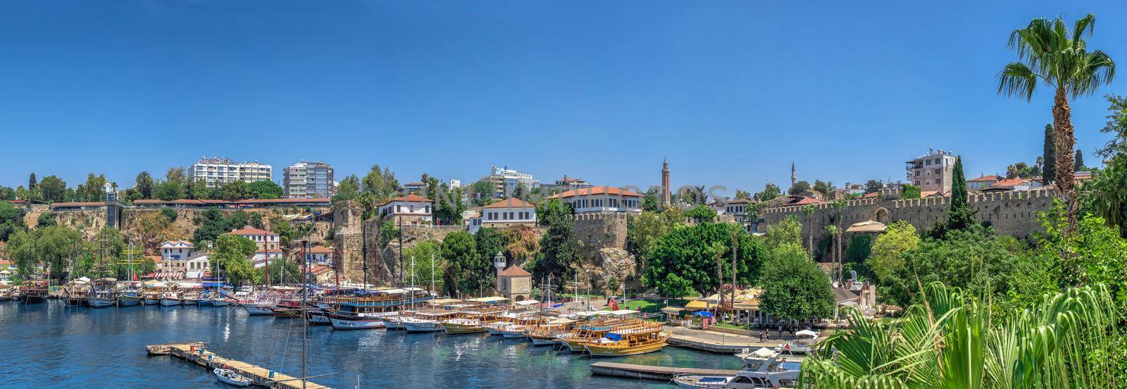 Antalya, Turkey 19.07.2021. Roman harbor in the old city of Antalya, Turkey, on a sunny summer day