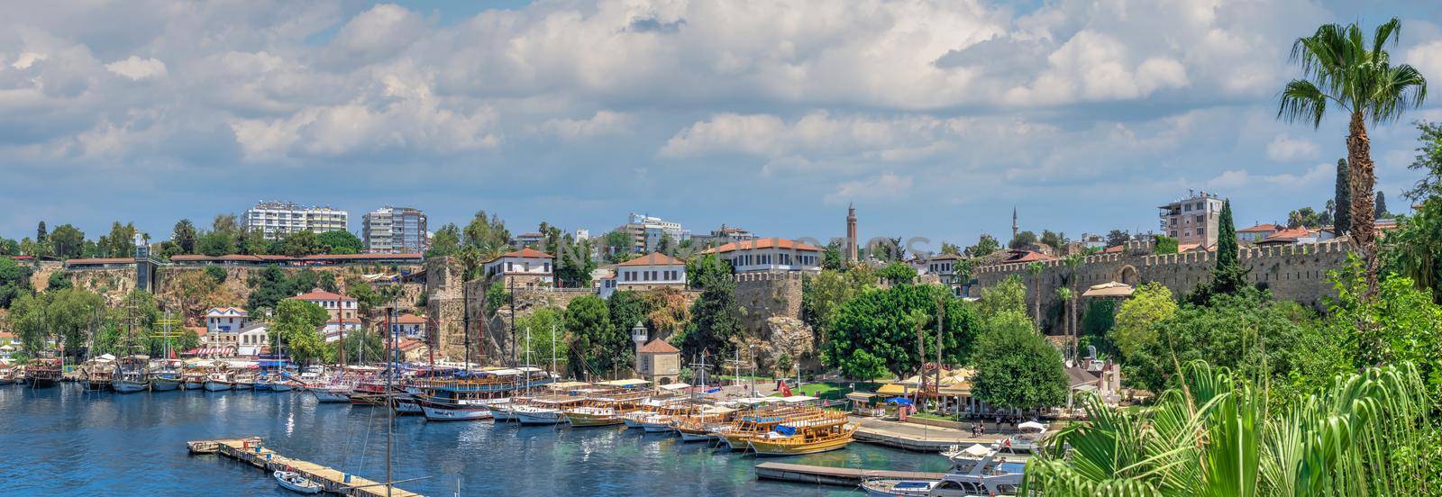 Antalya, Turkey 19.07.2021. Roman harbor in the old city of Antalya, Turkey, on a sunny summer day