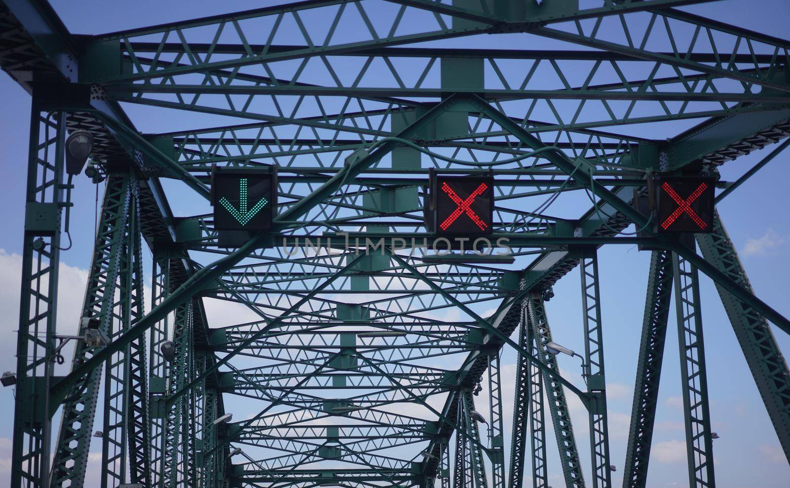 iron bridge cover against sky by VacharapongW