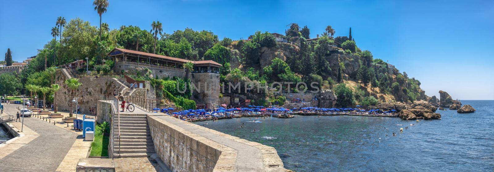 Antalya, Turkey 19.07.2021. Roman harbor in the old city of Antalya, Turkey, on a sunny summer day