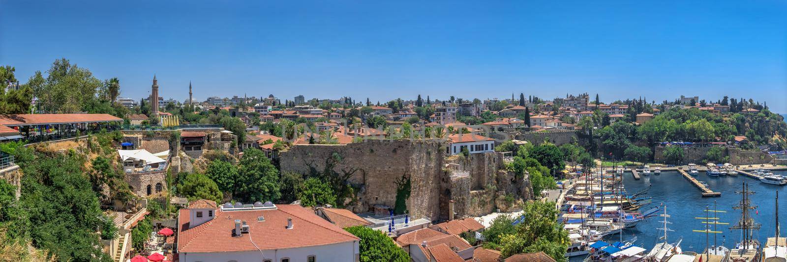 Antalya, Turkey 19.07.2021. Roman harbor in the old city of Antalya, Turkey, on a sunny summer day