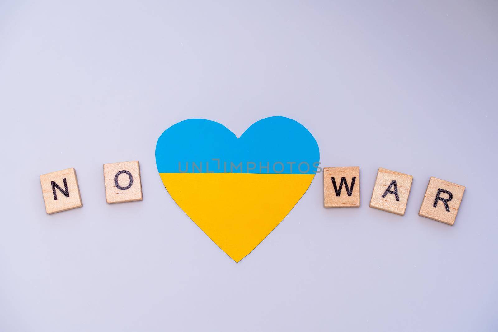 Heart pattern, yellow and blue flag of Ukraine. Peace concept.