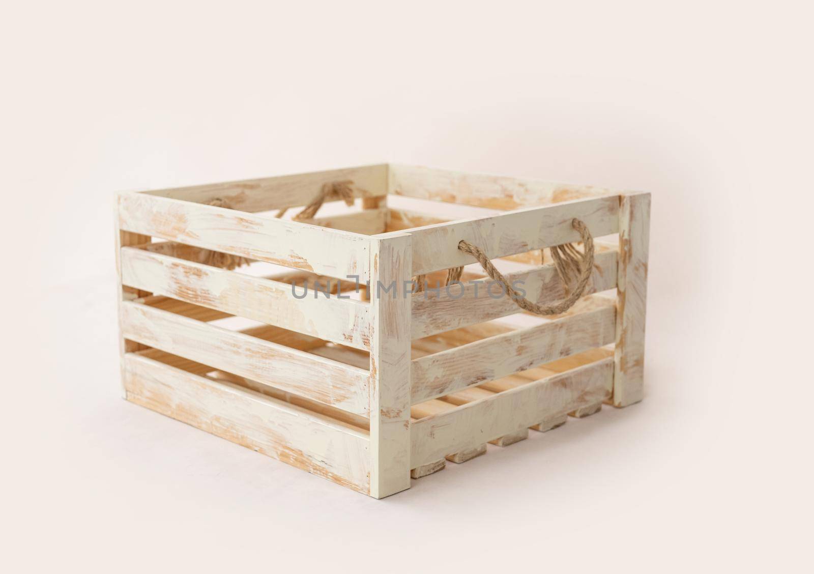 Wooden container crate box for delivery products cargo. Shipping packaging equipment, view from above