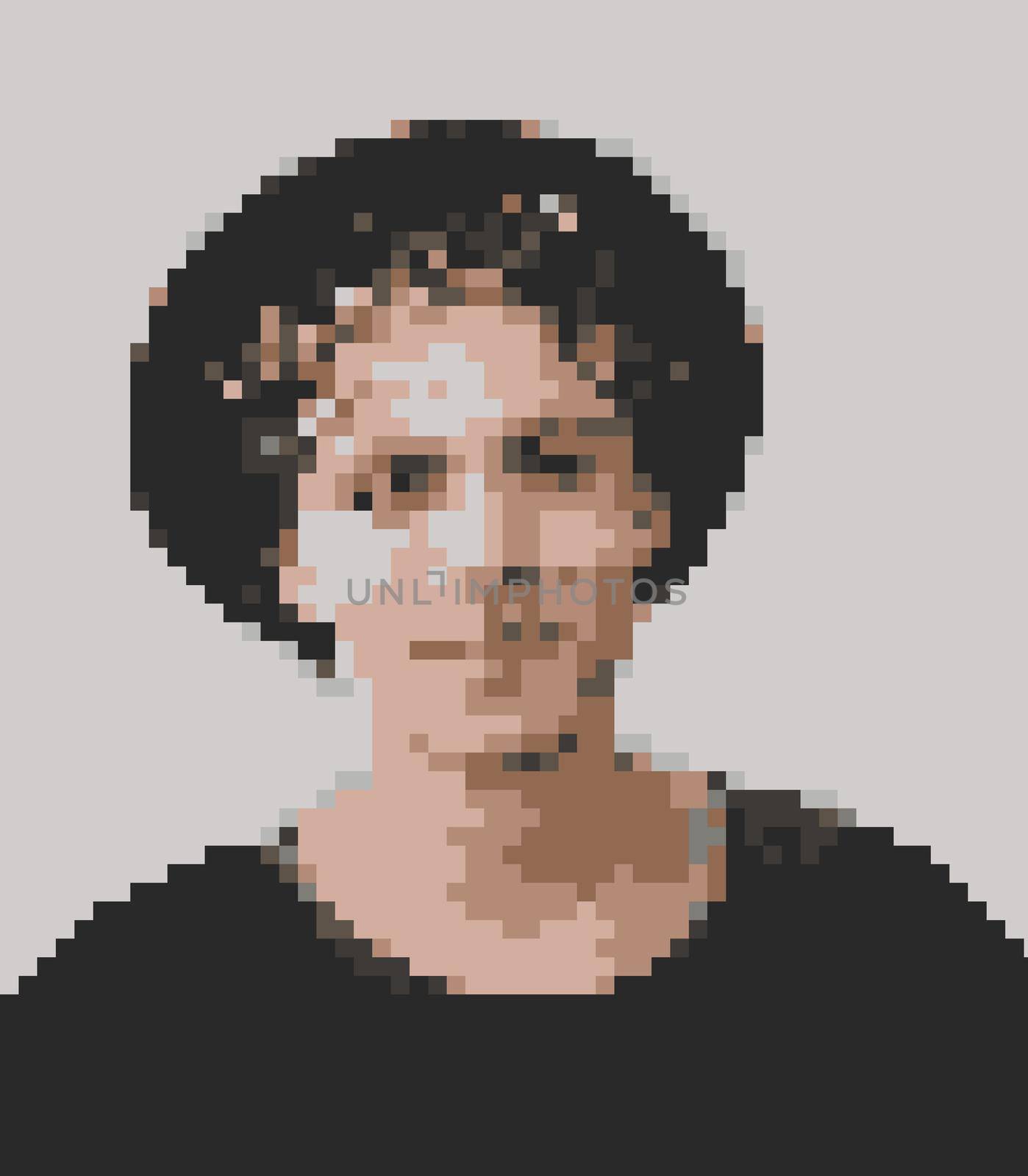 Pixel Art of young unrecognisable man portrait. High quality photo