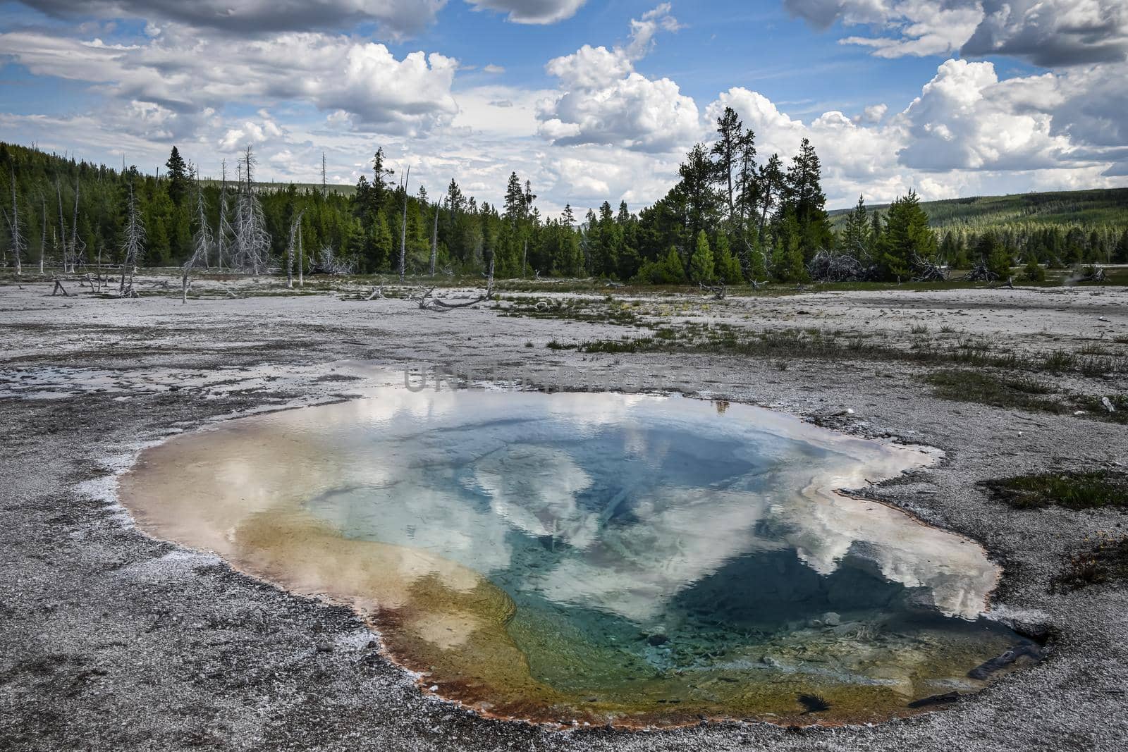 Yellowstone National park reflecting thermal pools