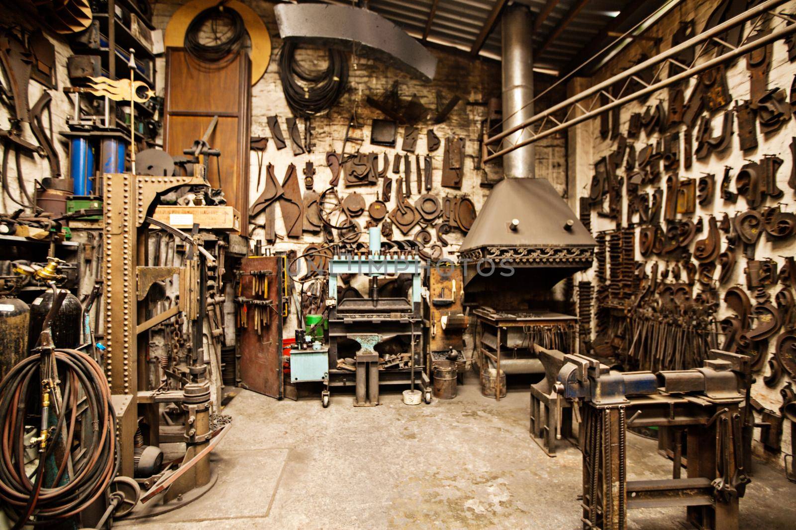 Shot of the interior of a metal shop.