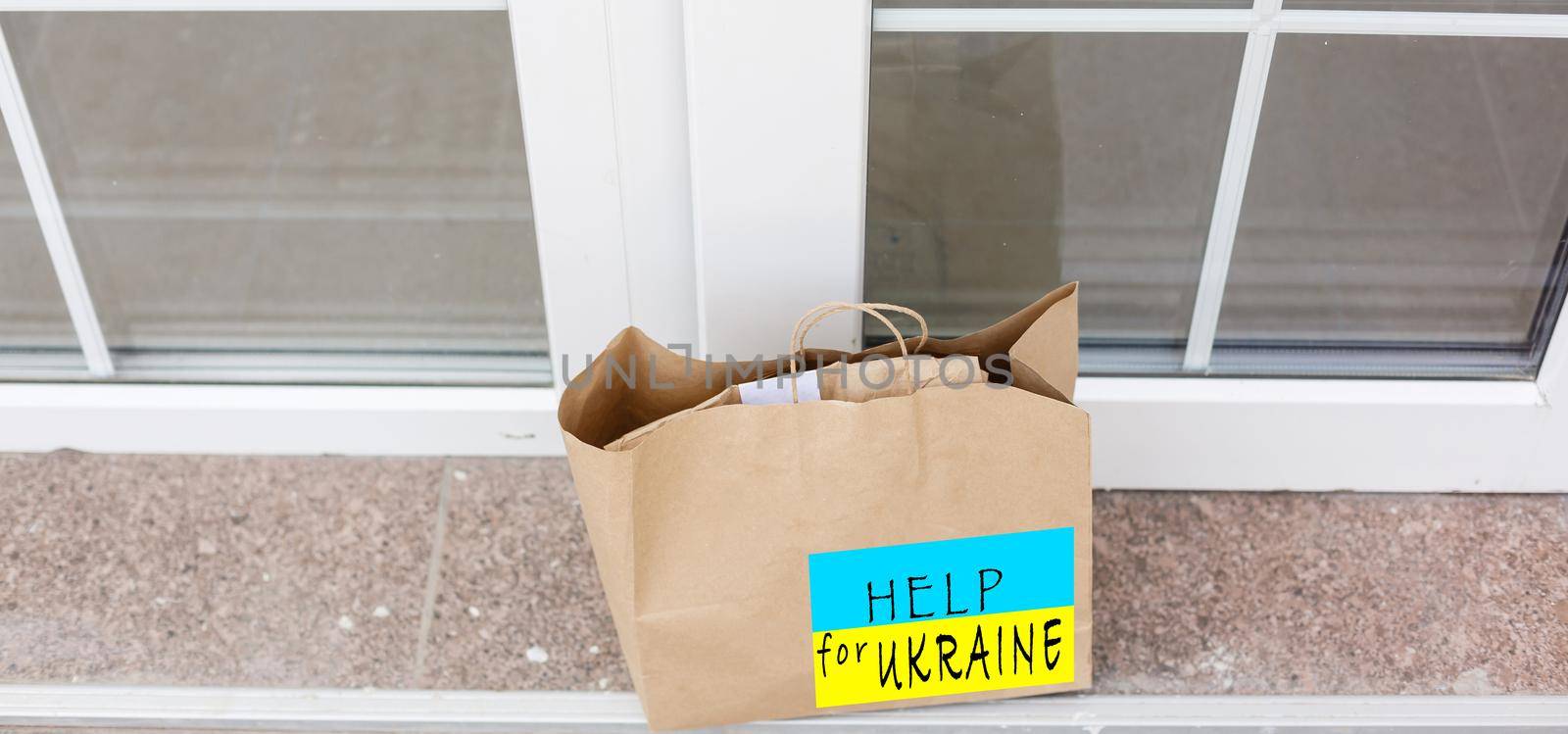 Humanitarian aid in Ukraine. Help to the poor. packages to pensioners and people with disabilities. war between Ukraine and Russia. Humanitarian aid concept. Donate for refugees