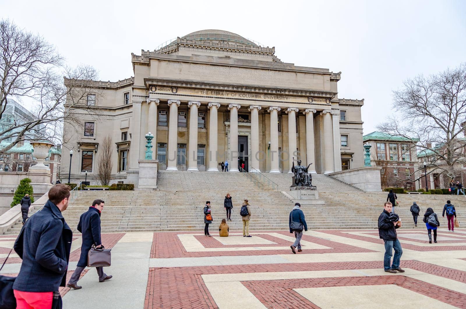 The Library of Columbia University with Students walking in forefront, New York City by bildgigant