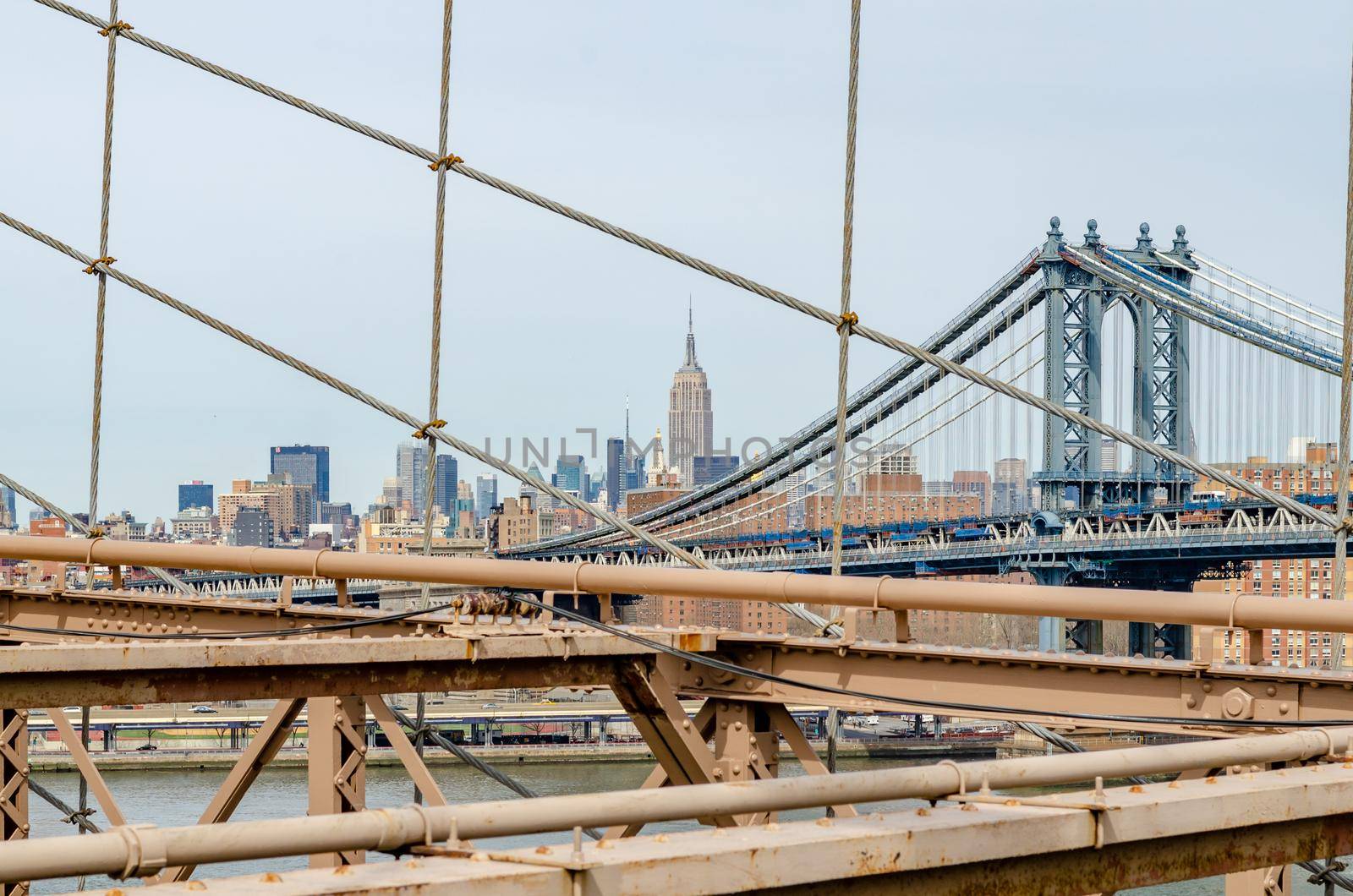 Manhattan Bridge with Brooklyn Bridge in forefront, New York City by bildgigant