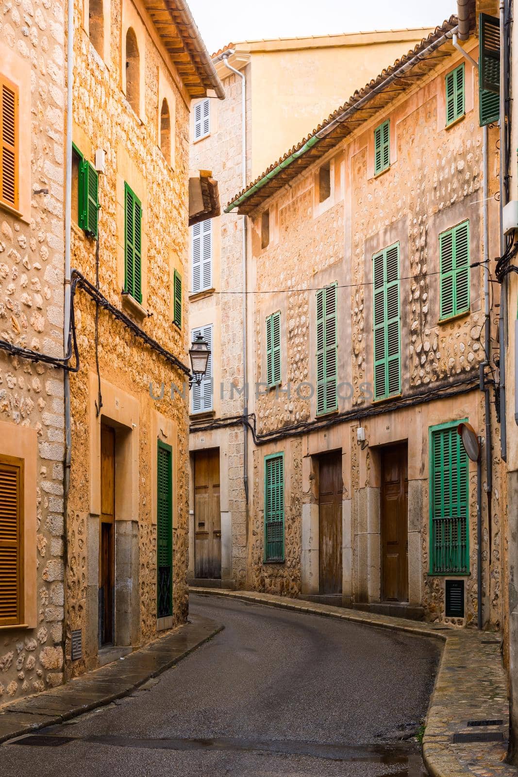 a typical village alley in majorca, soller