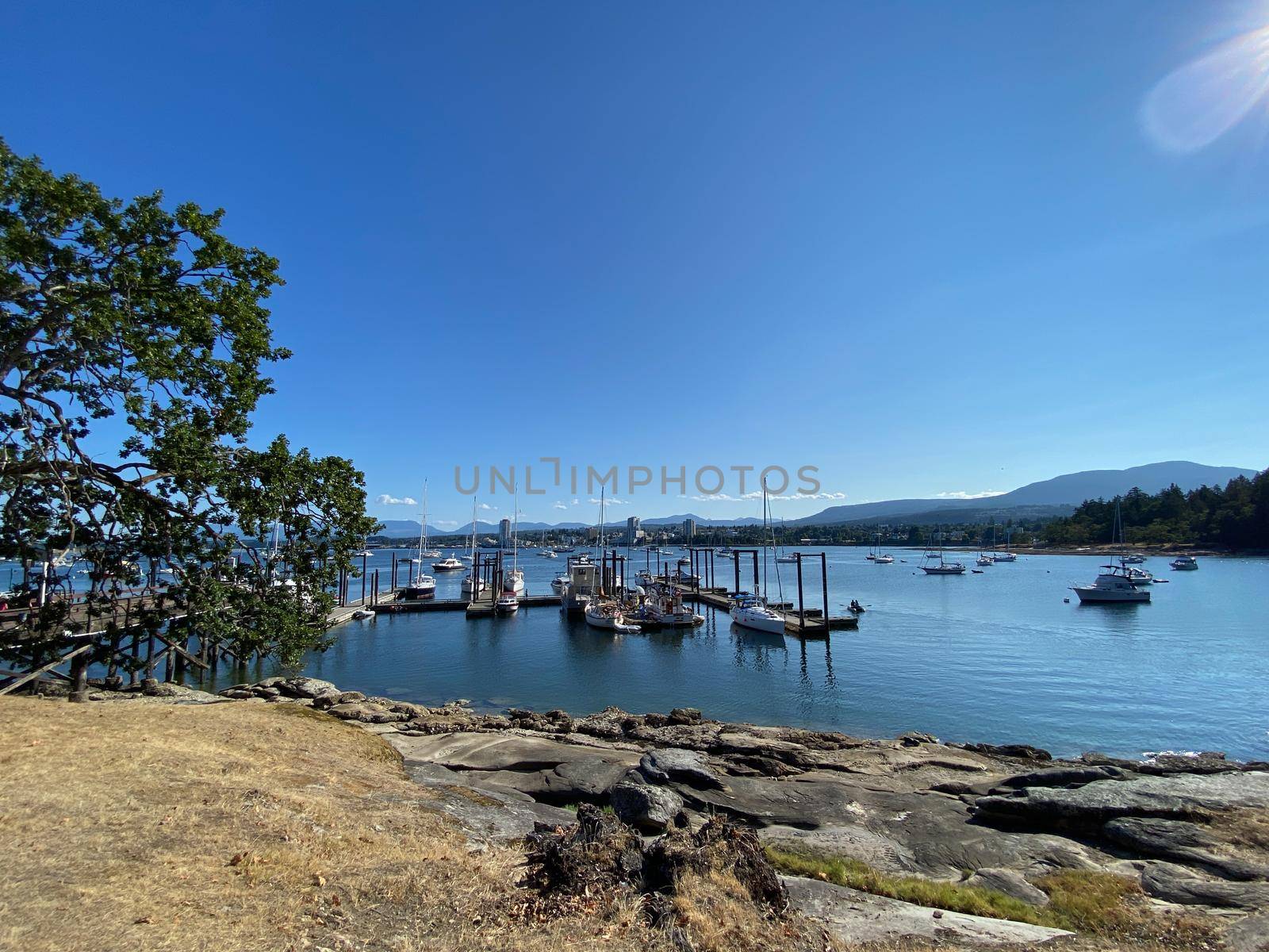 View of Saysutshun, formerly known as Newcastle, Island Marine Provincial Park dock by Granchinho