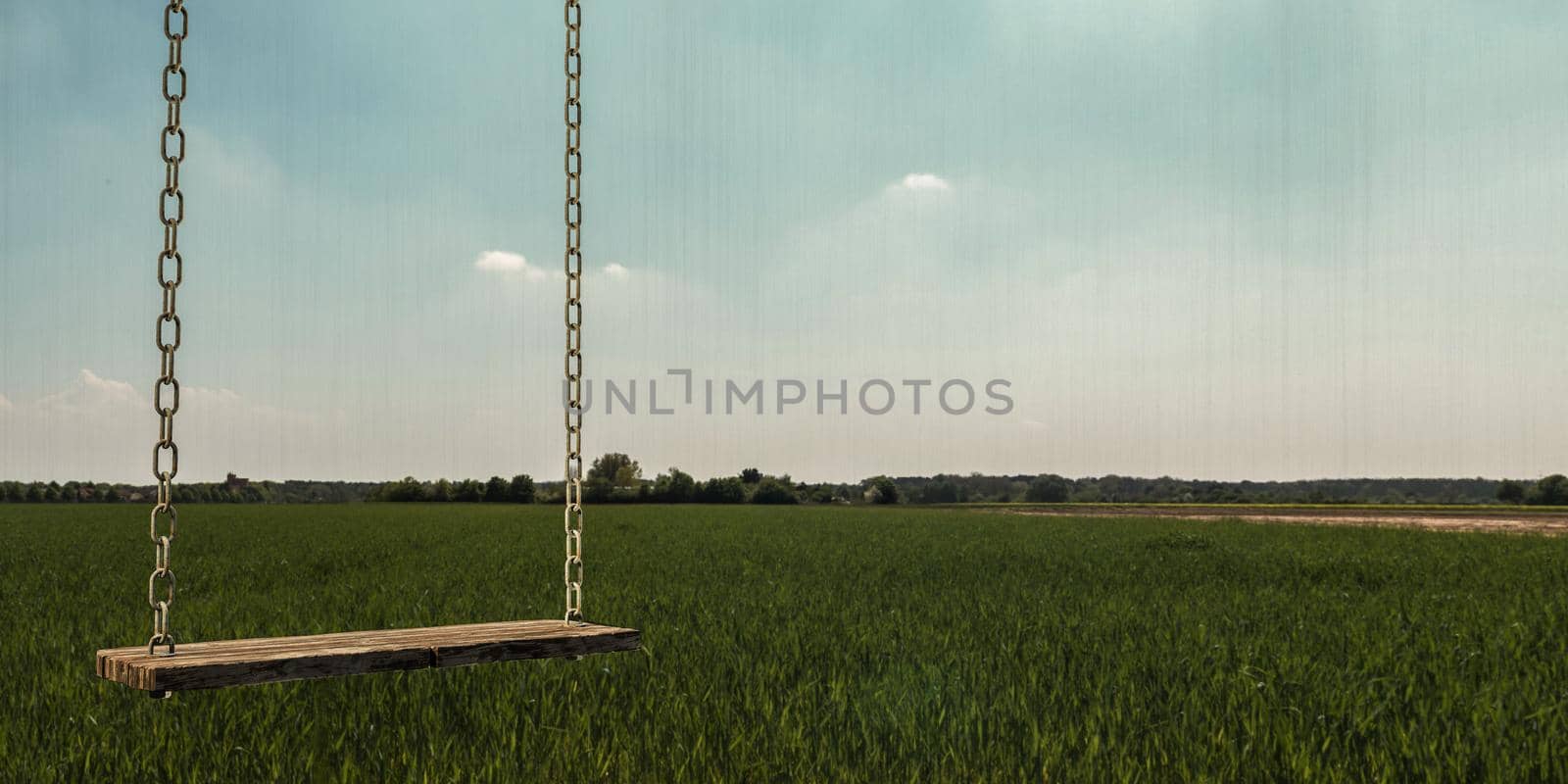 3d illustration of an old wooden swing 