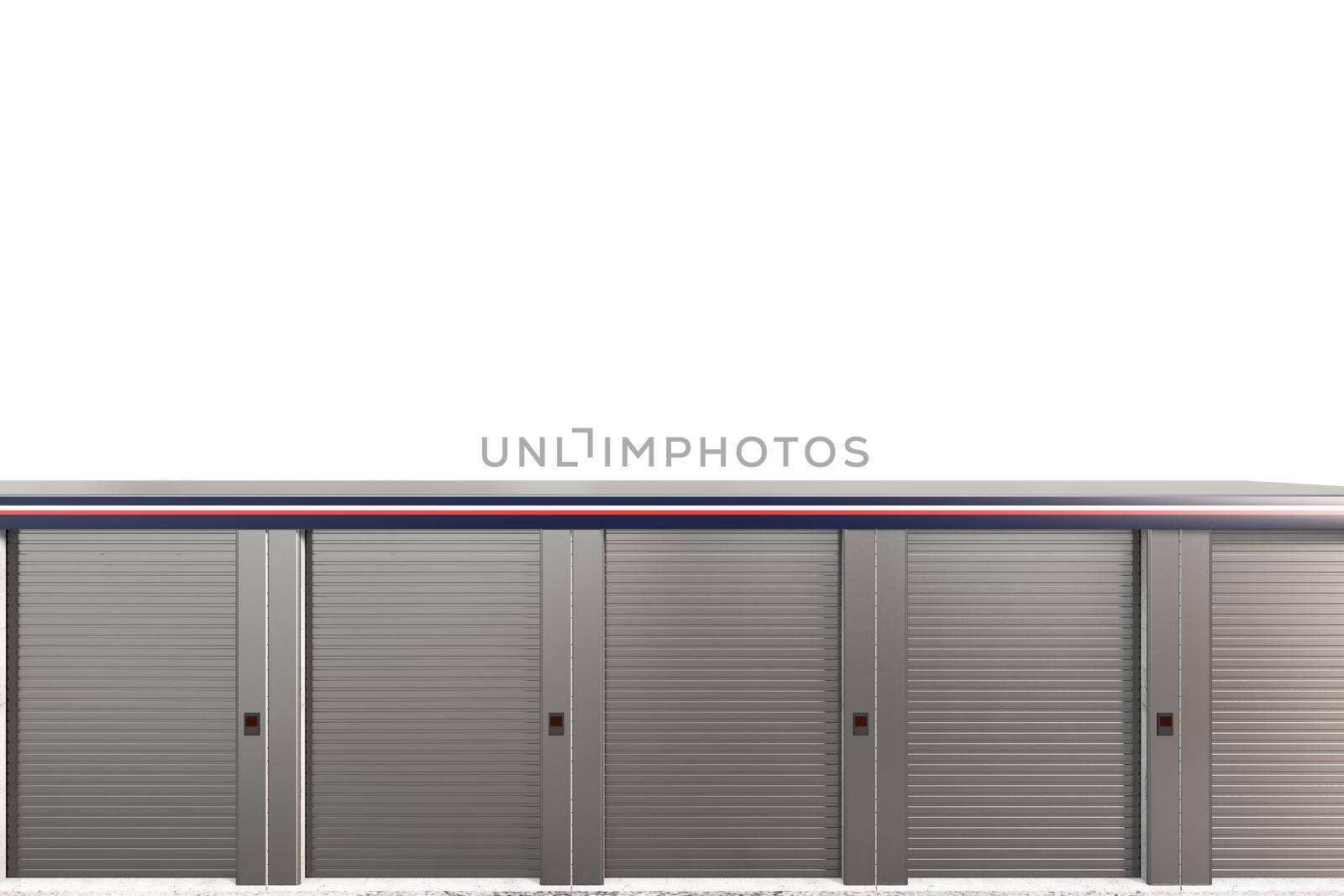 self storage units isolated on white background 3d illustration 