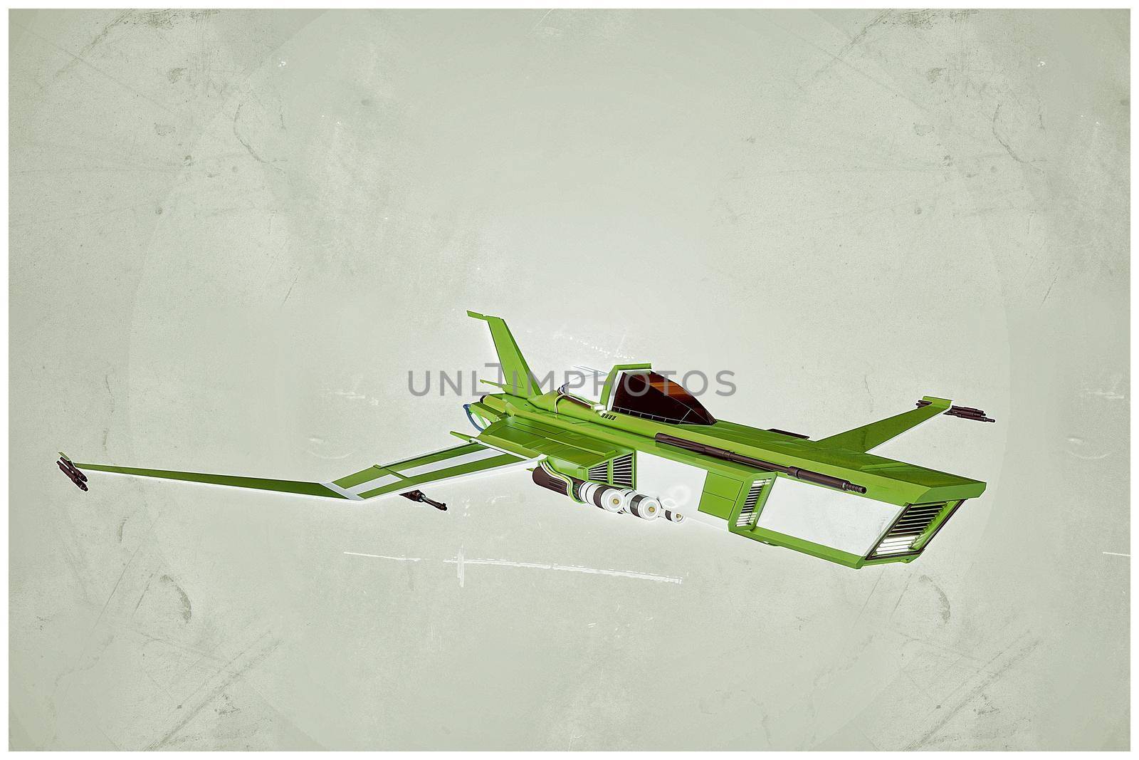 3d illustration of a spaceship fighter isolated on white background