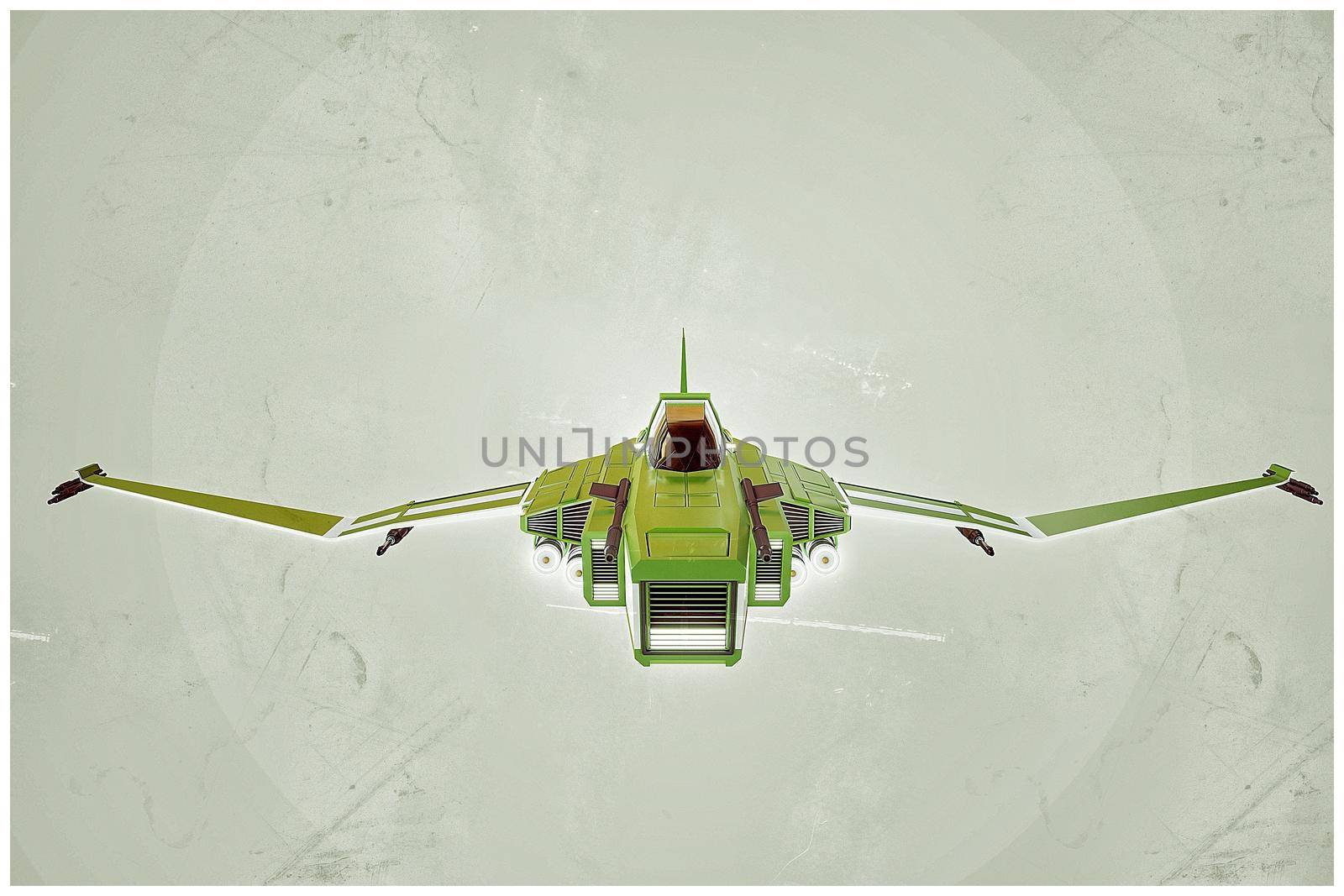 3d illustration of a spaceship fighter isolated on white background