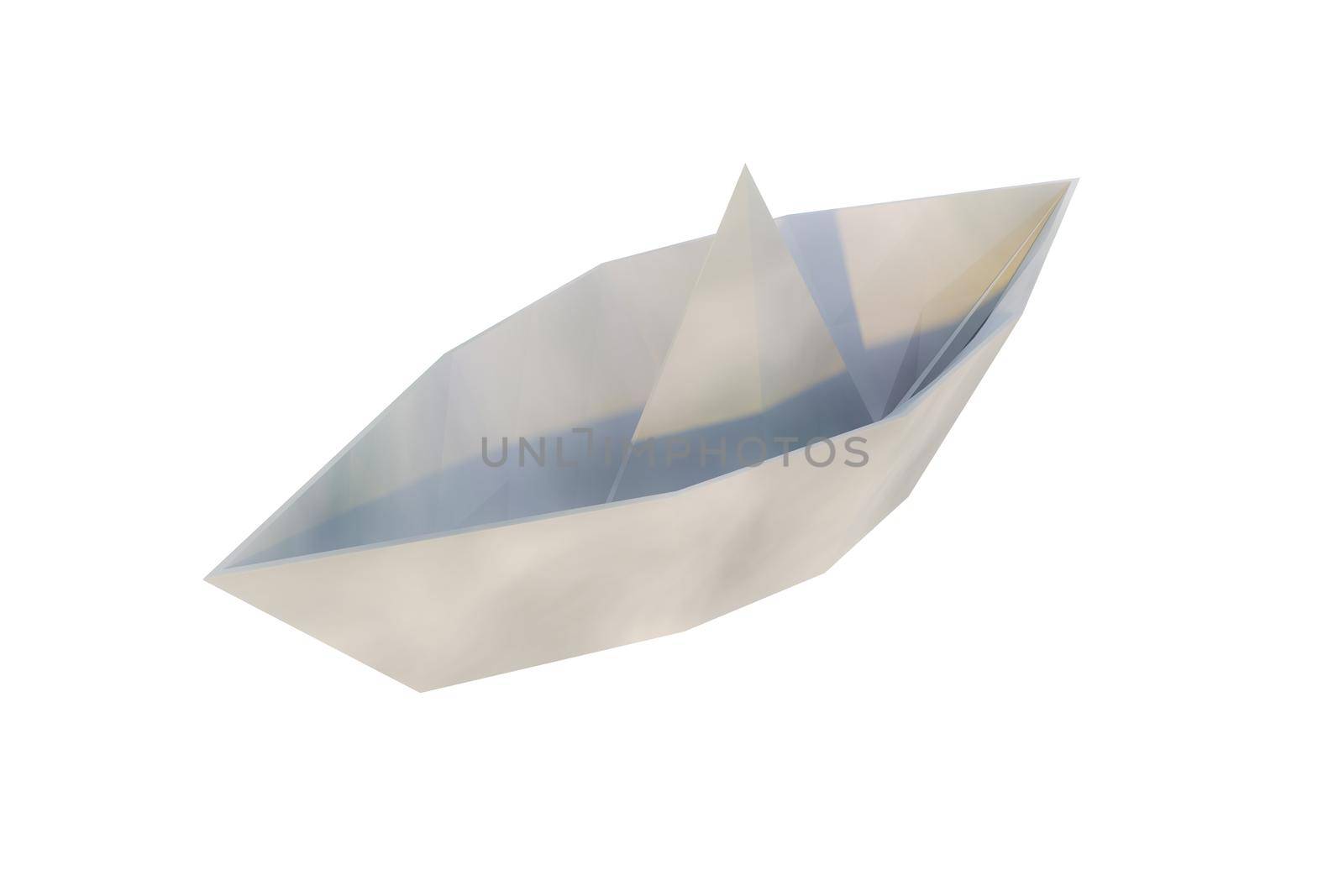 paper boat isolated on white background 3d illustration 