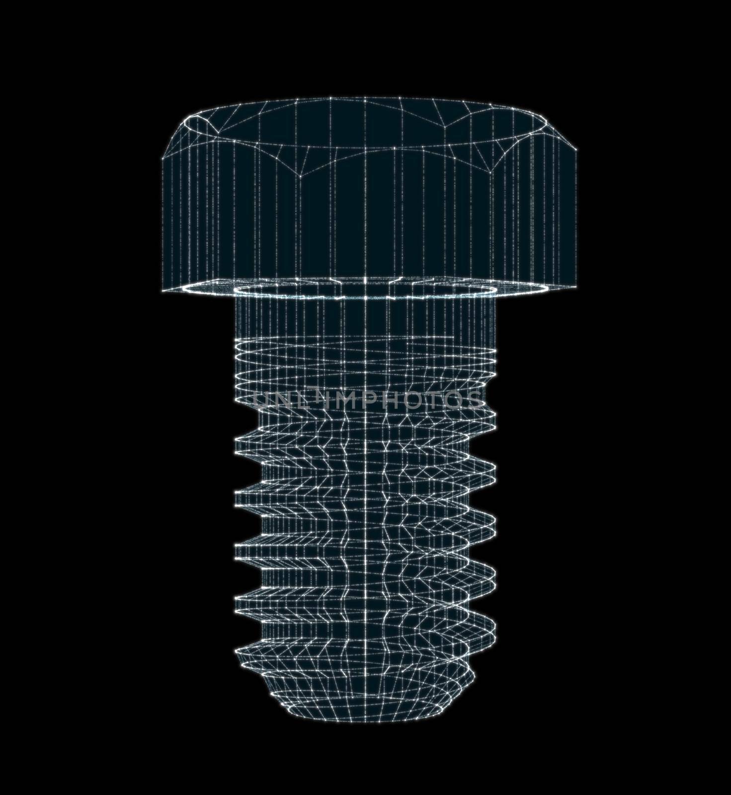 Bolt from particles isolated on black background. 3d illustration