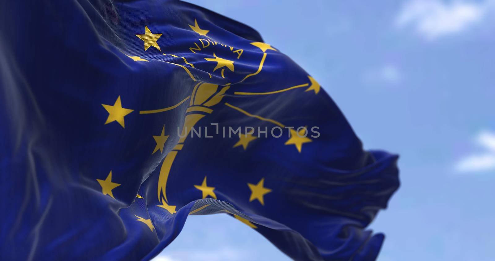 The US state flag of Indiana waving in the wind by rarrarorro