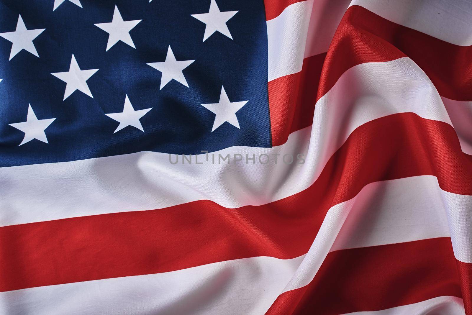 American flag background. USA flag waving, close up
