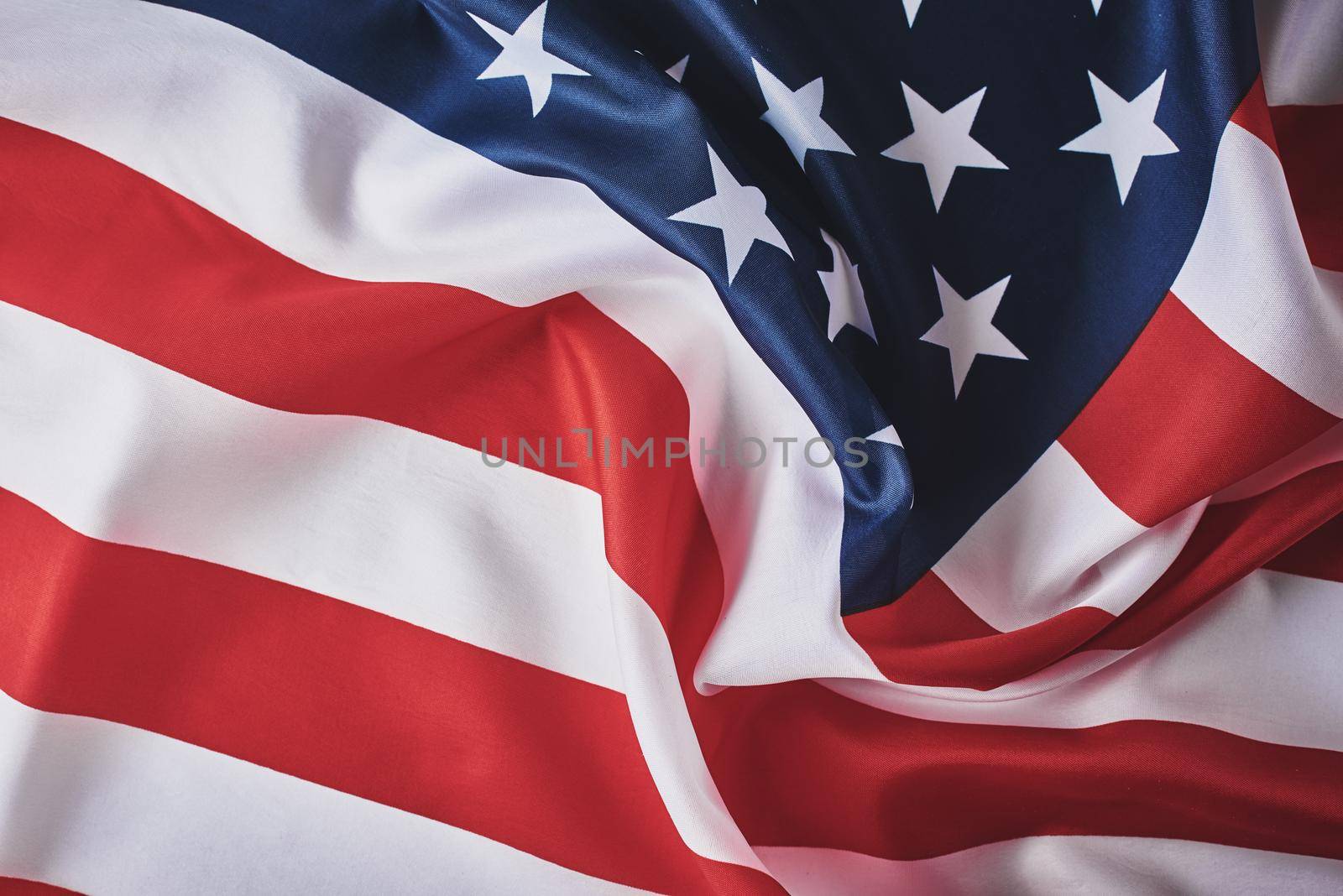 American flag background. USA flag waving, close up