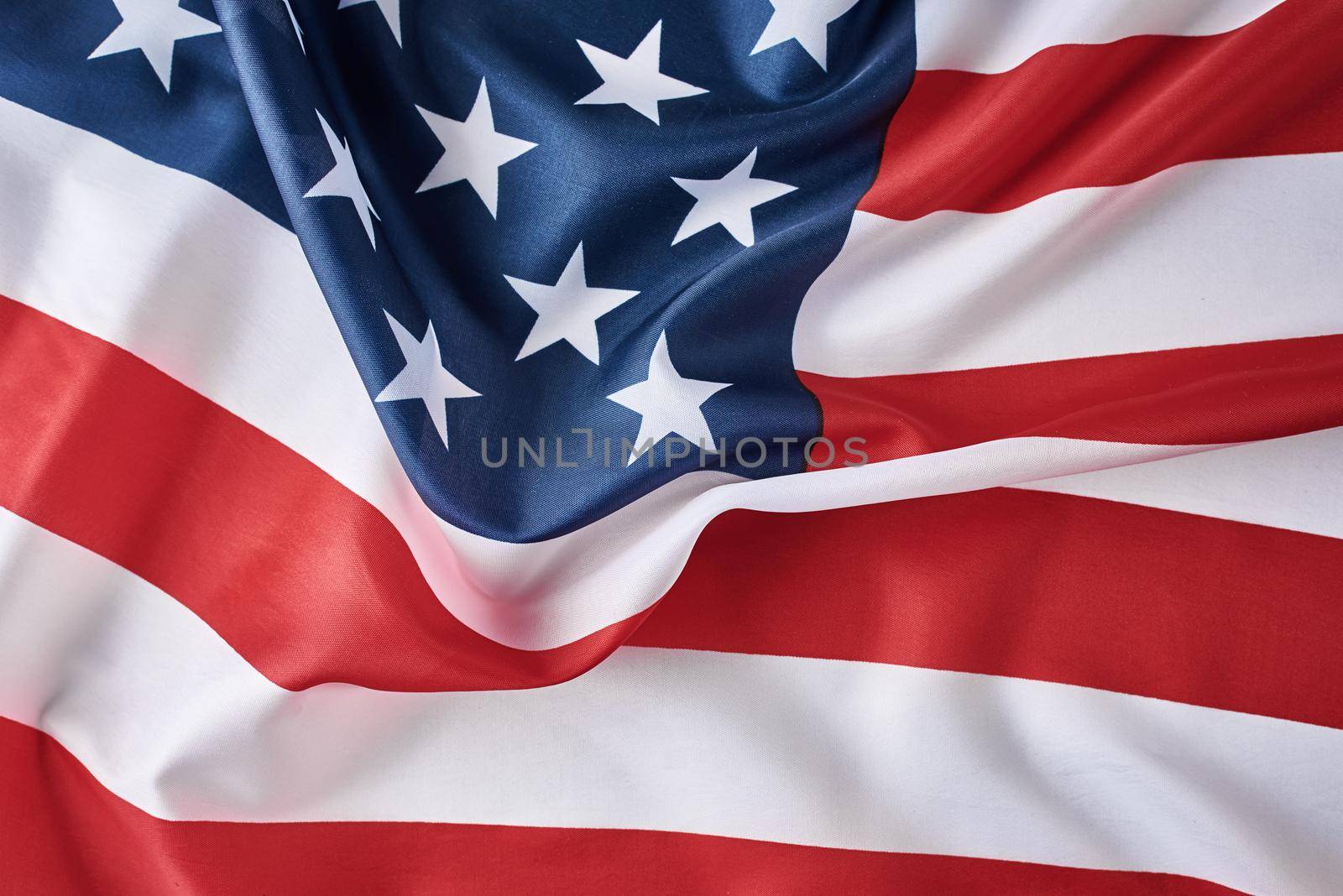 American flag background. USA flag waving, close up