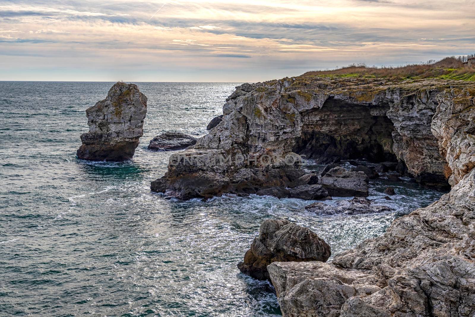 scenic raw nature landscape to the cliffs of the Black Sea, Bulgaria