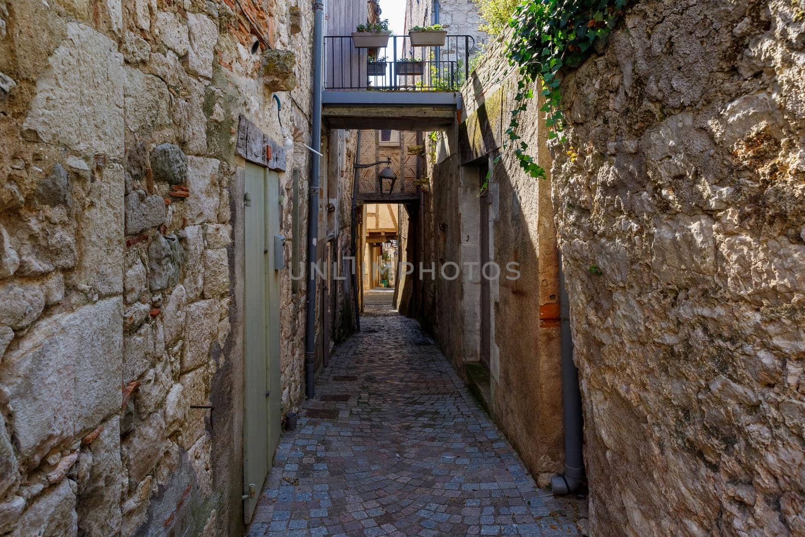 architectural detail of typical houses in Monflanquin, France by AtlanticEUROSTOXX