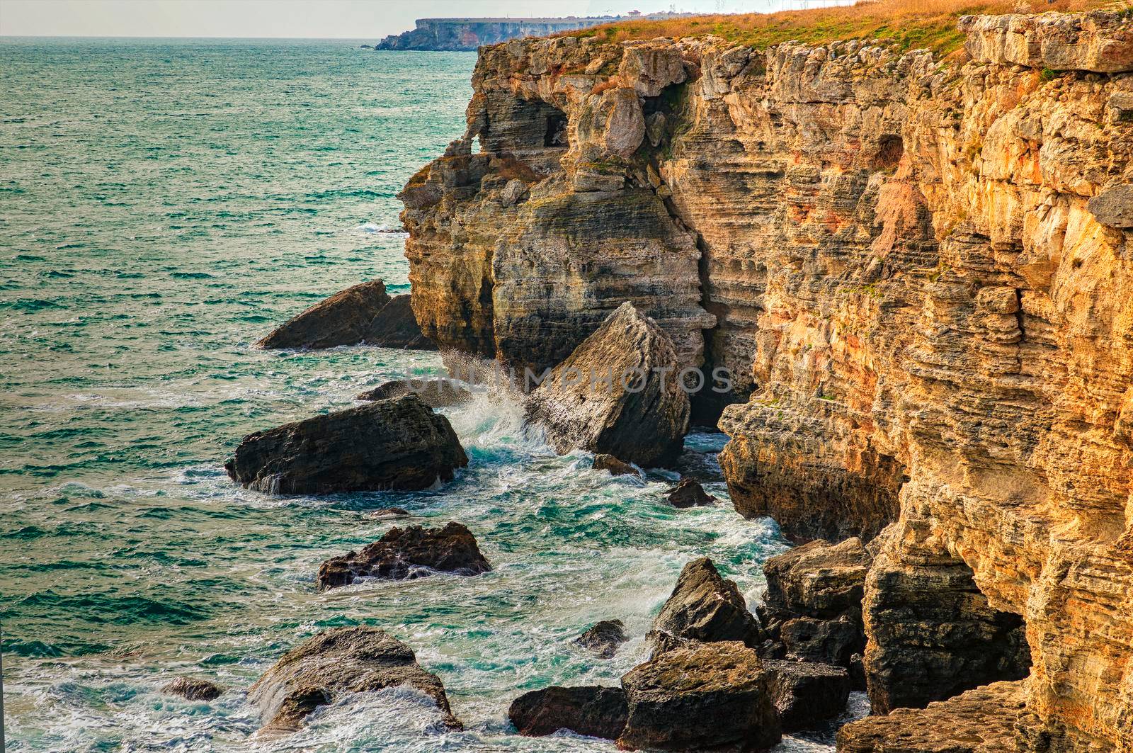 scenic raw nature landscape to the cliffs of the Black Sea, Bulgaria by EdVal