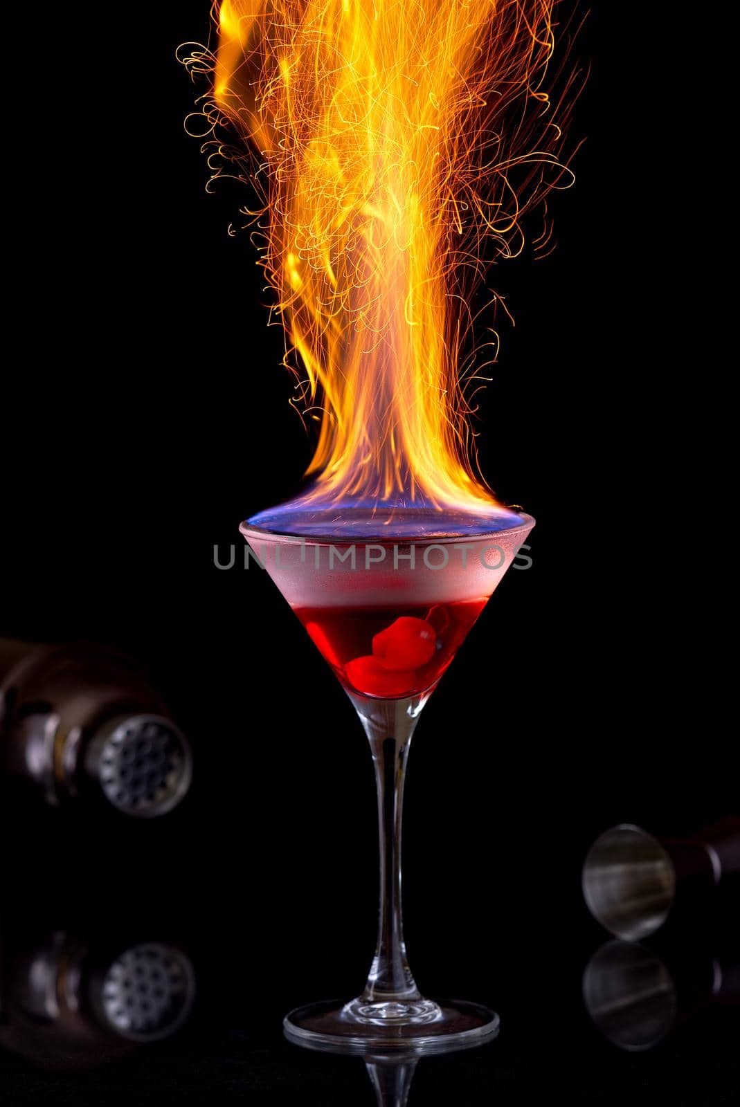 burning shot. shot and fire on a dark background by PhotoTime