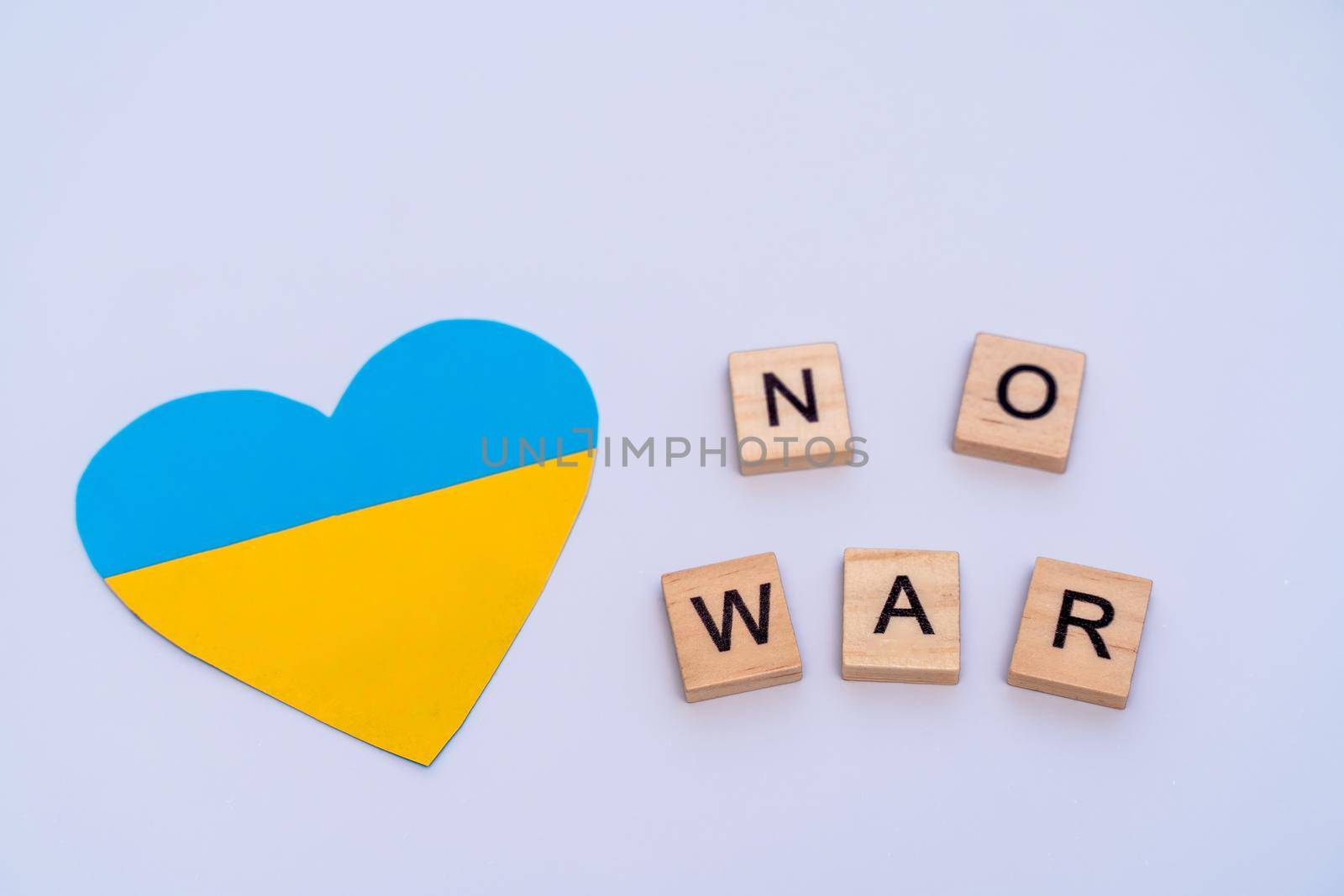 Heart pattern, yellow and blue flag of Ukraine. Peace concept by Matiunina