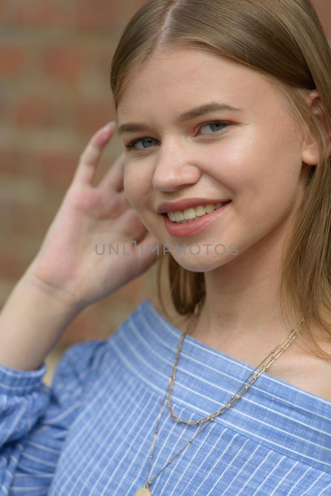 Close up fashion portrait of pretty girl, have long amazing brunette hairs by Ashtray25