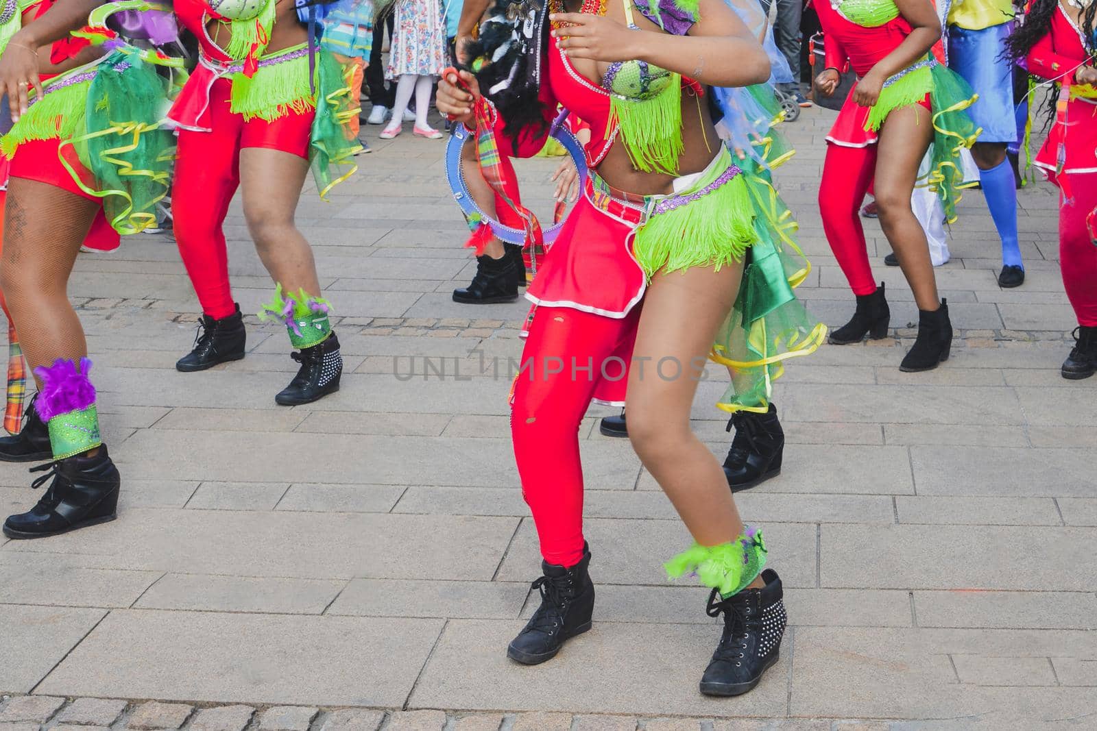 LE MANS, FRANCE - APRIL 22, 2017: Festival Europe jazz The caribbean women dancing in costumes