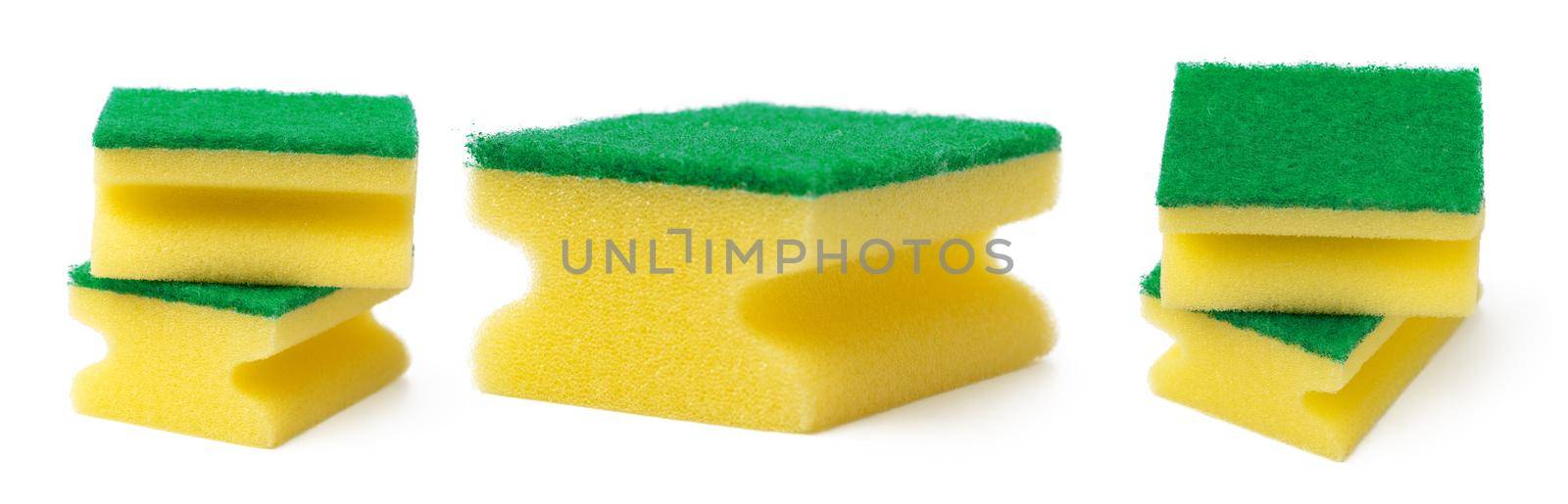 Kitchen sponge for dish washing isolated on white background. by Fabrikasimf