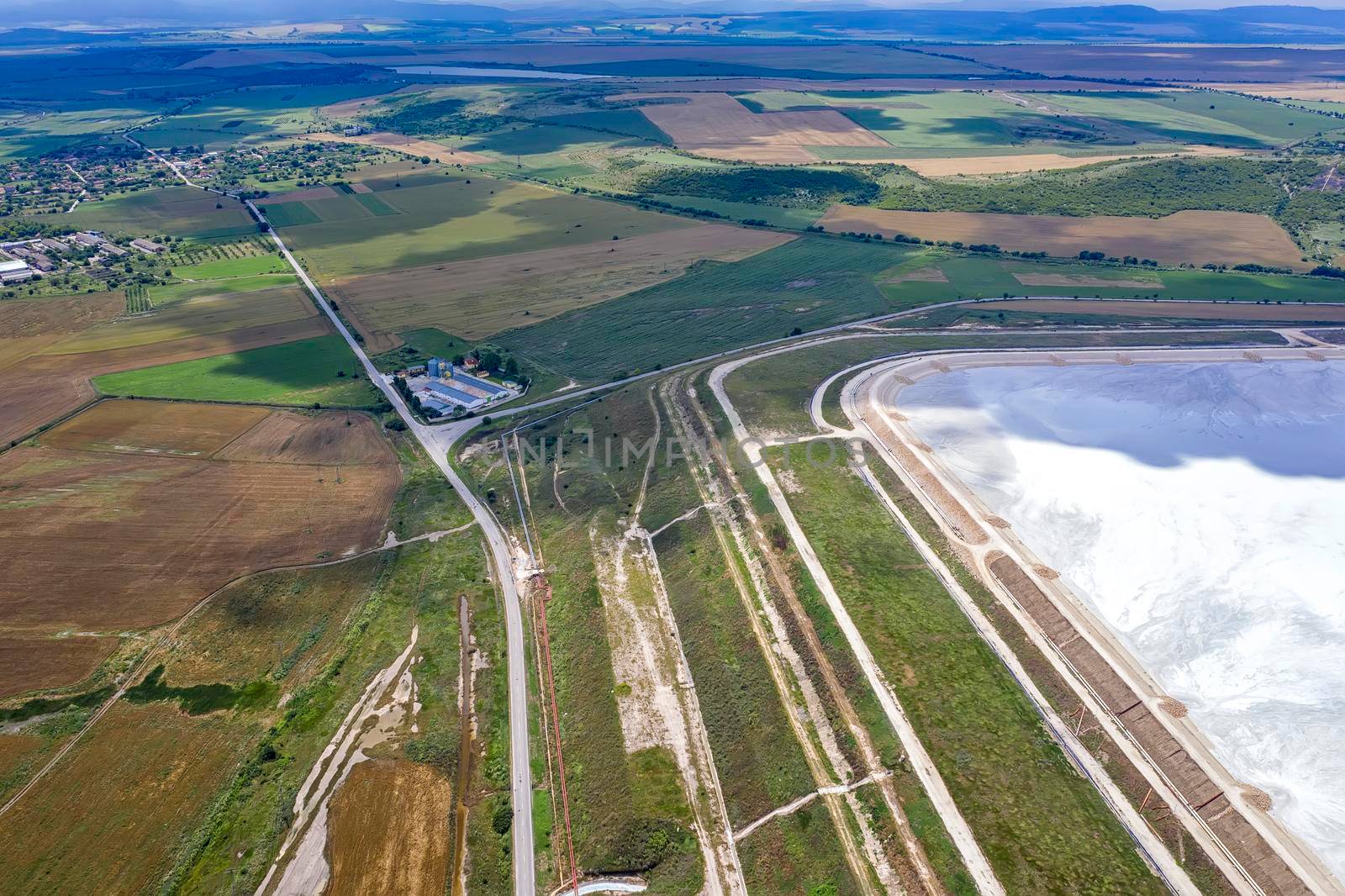 Aerial top view of a factory garbage dump. Waste Disposal Facility. by EdVal