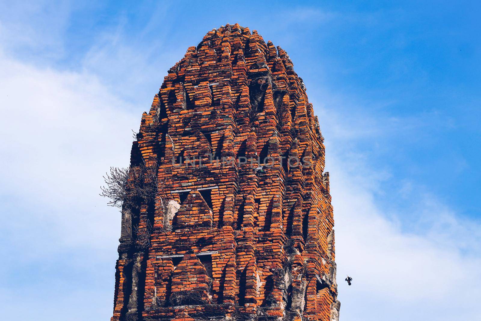 Ancient temple ruins in Wat Choeng Tha, part of the famous Ayutthaya Historical Park in Thailand