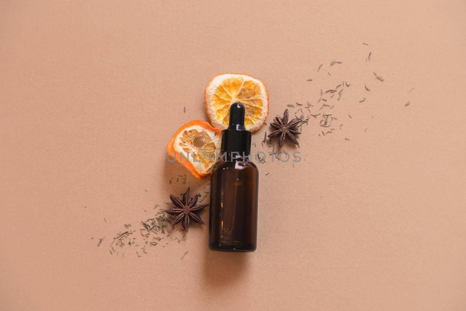 Mockup of a glass dropper bottle of organic vegan skincare serum by Sonnet15