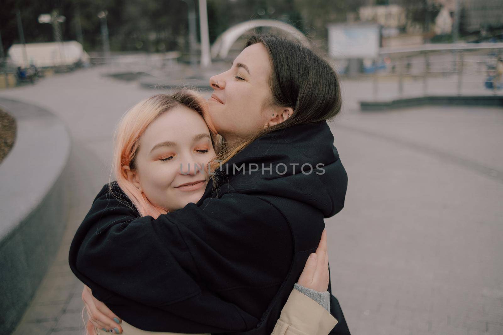 LGBT Lesbian couple love moments happiness by Symonenko