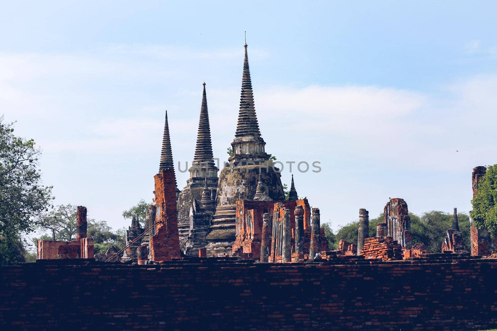 Wat Mahathat inside the famous heritage site of Ayutthaya Historical Park in Thailand by Sonnet15