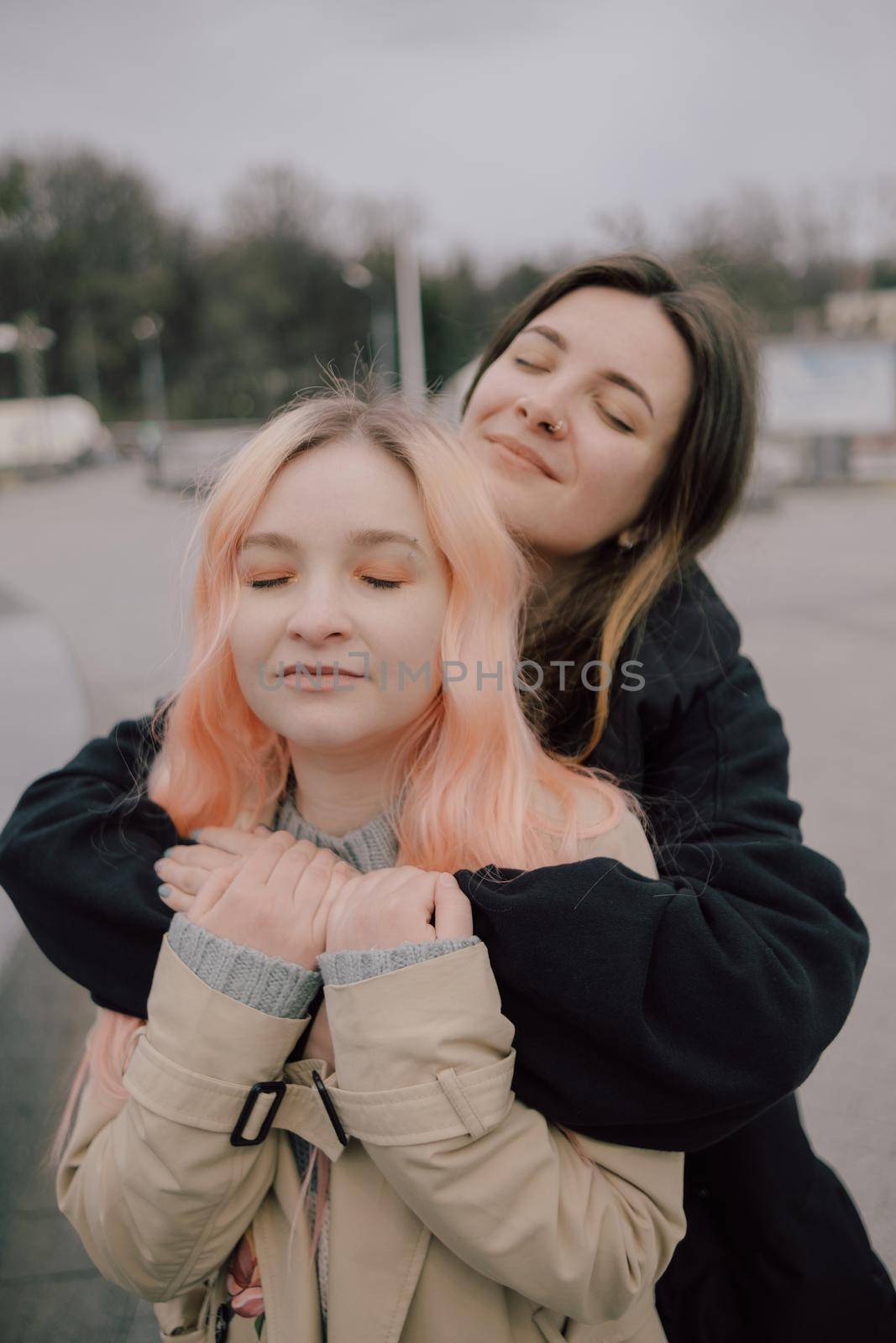 LGBT Lesbian couple love moments happiness by Symonenko