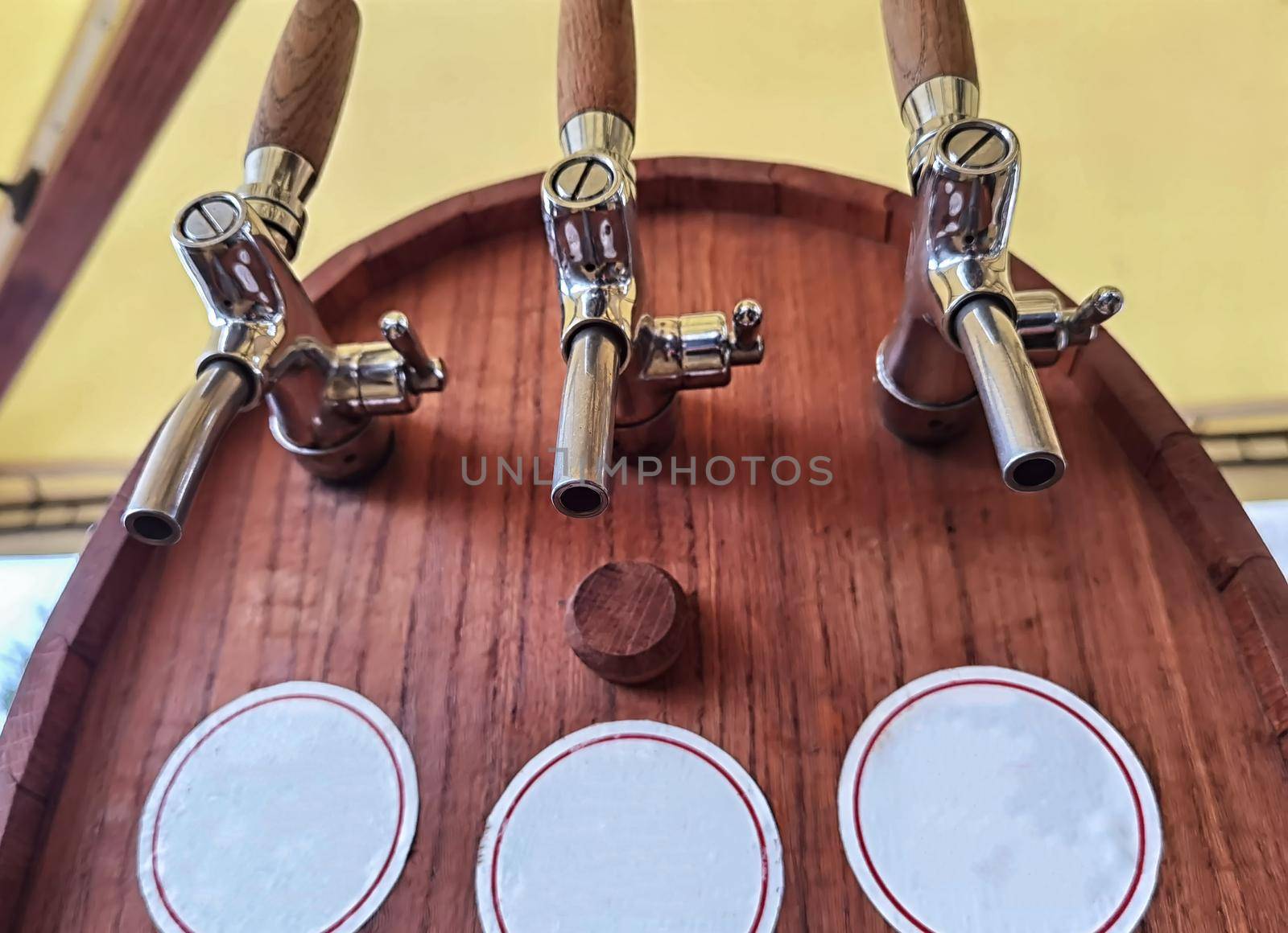 Beer or wine dispenser, Wooden dispenser for three different drinks