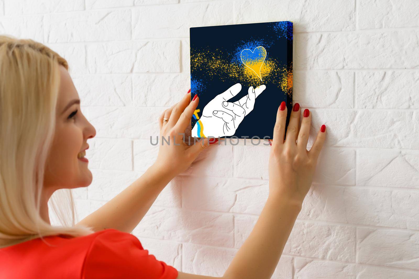 flag of ukraine oil painting on canvas. photo canvas with the flag of Ukraine by Andelov13