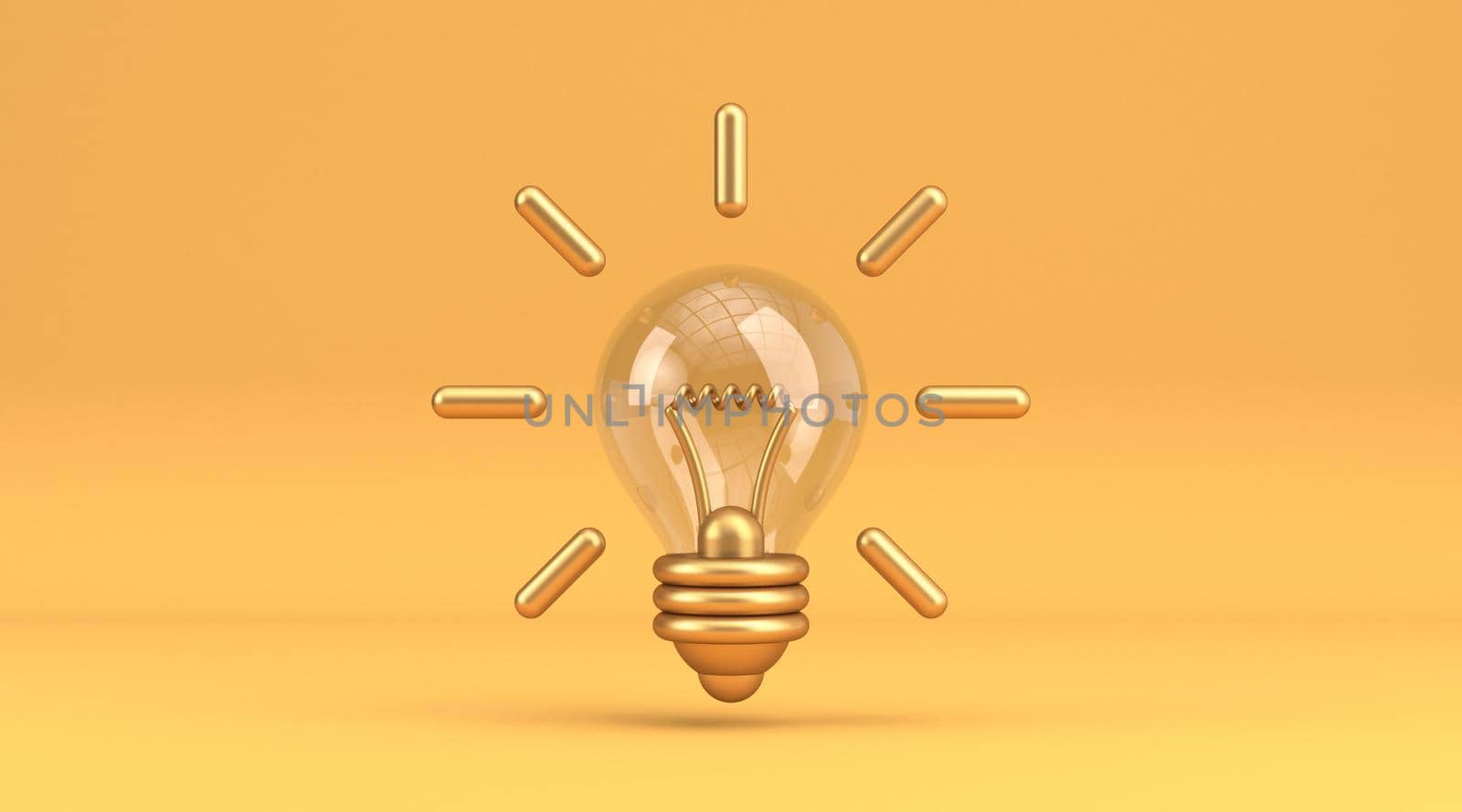 Yellow gold light bulb icon 3D by djmilic