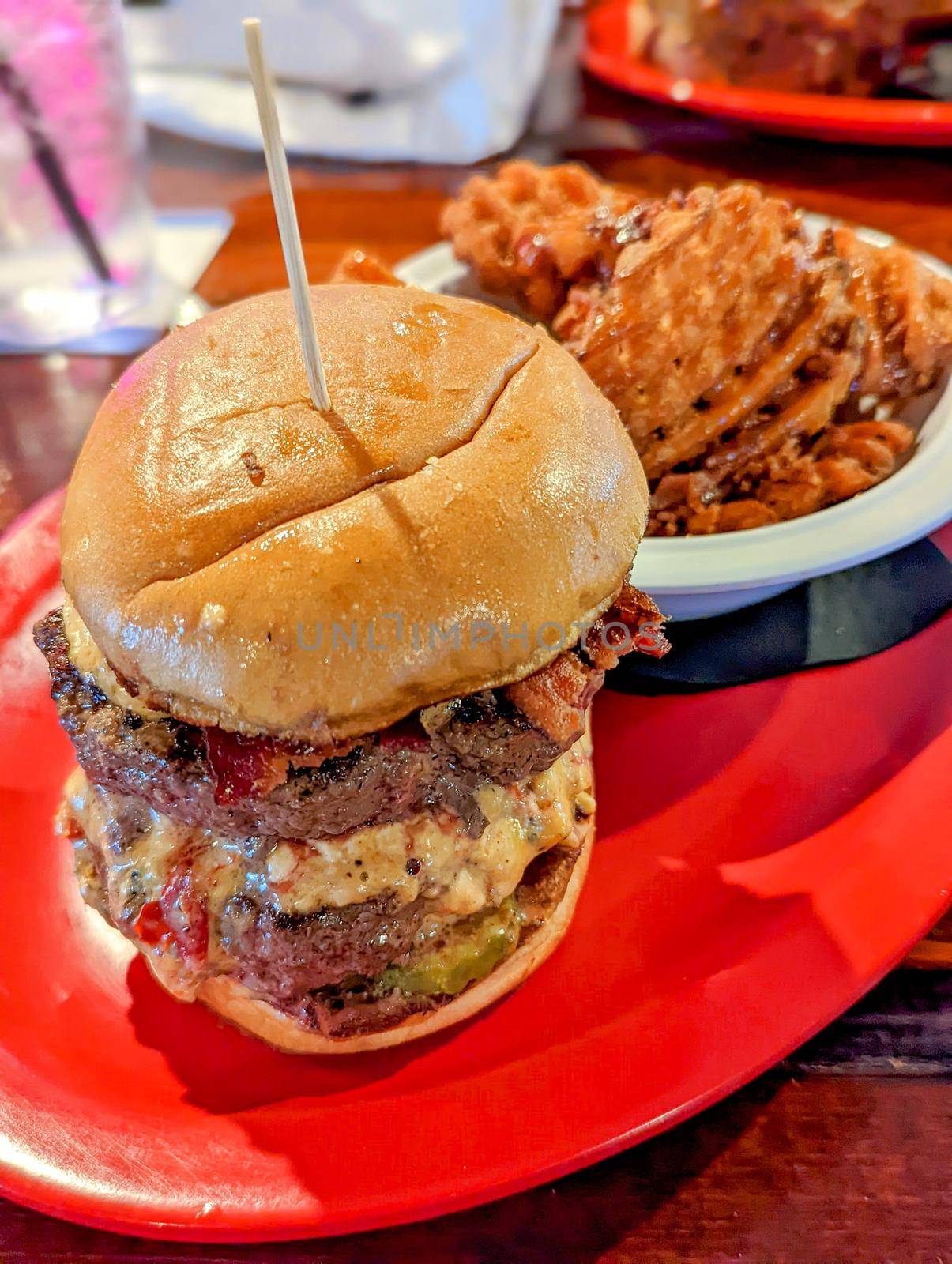 grass fed bison burger and sweet maple fries by digidreamgrafix