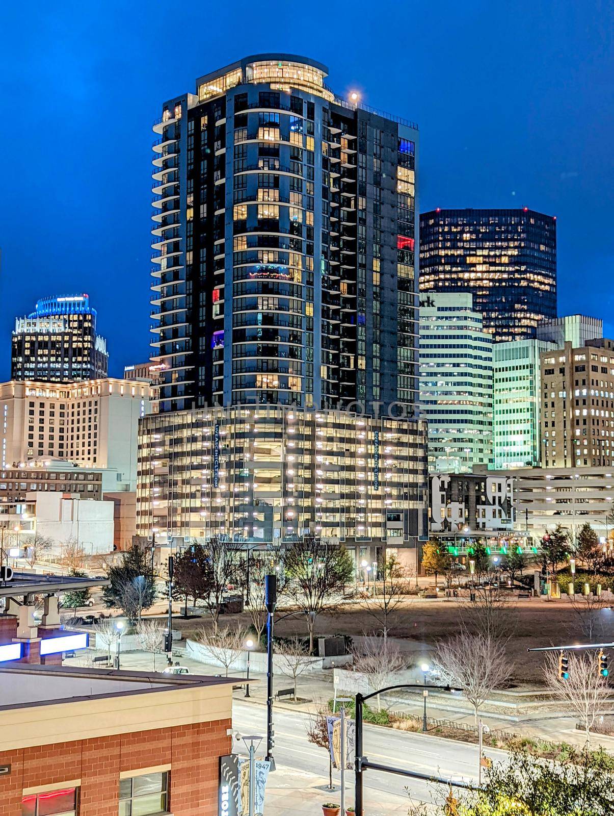 Early morning sunrise over charlotte city skyline downtown by digidreamgrafix