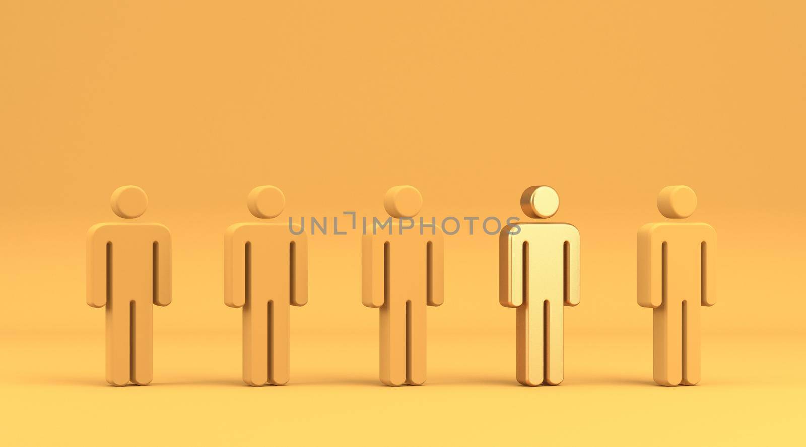 One different golden man among others 3D by djmilic