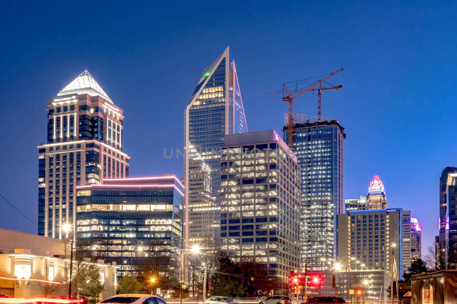 charlotte north carolina city skyline after winted storm