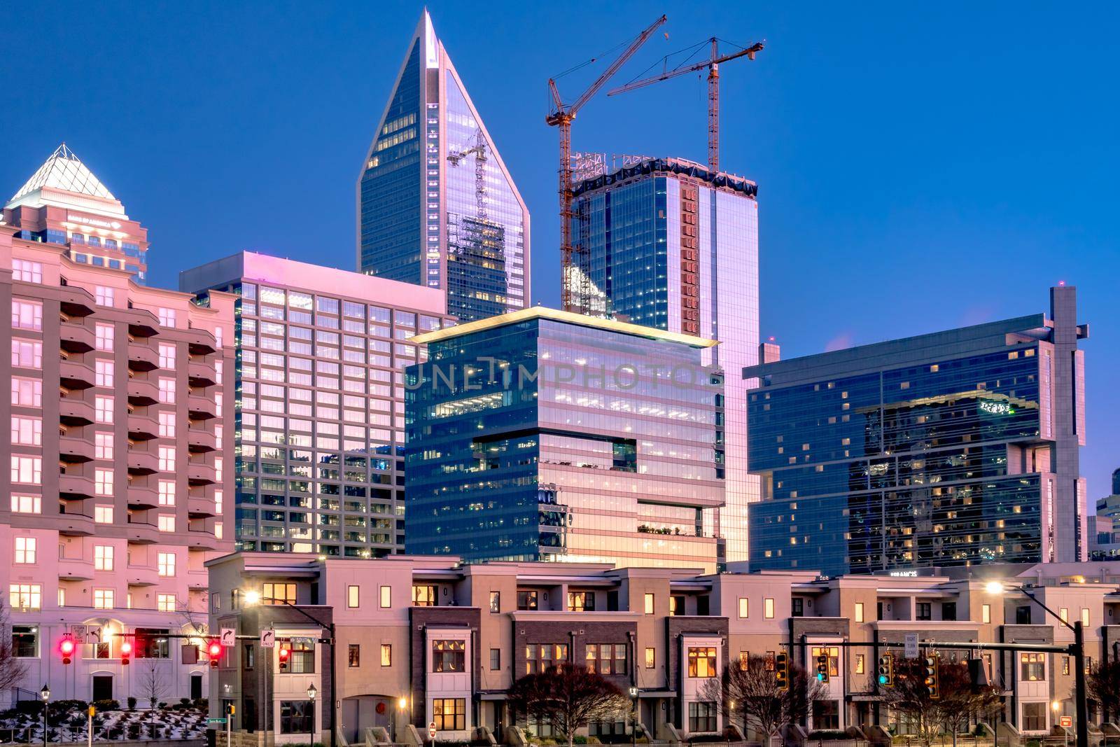 charlotte north carolina city skyline after winted storm