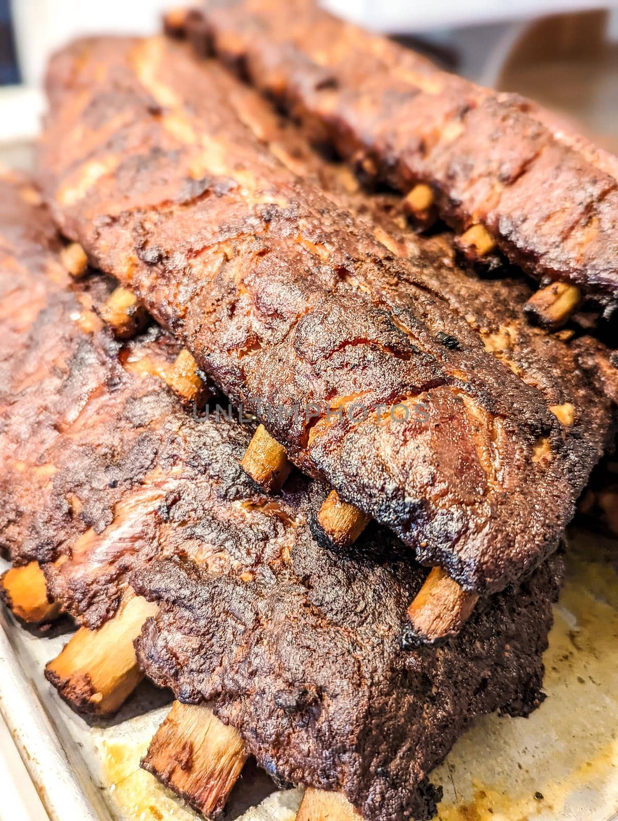 smoked bbq ribs slabs ready to eat by digidreamgrafix